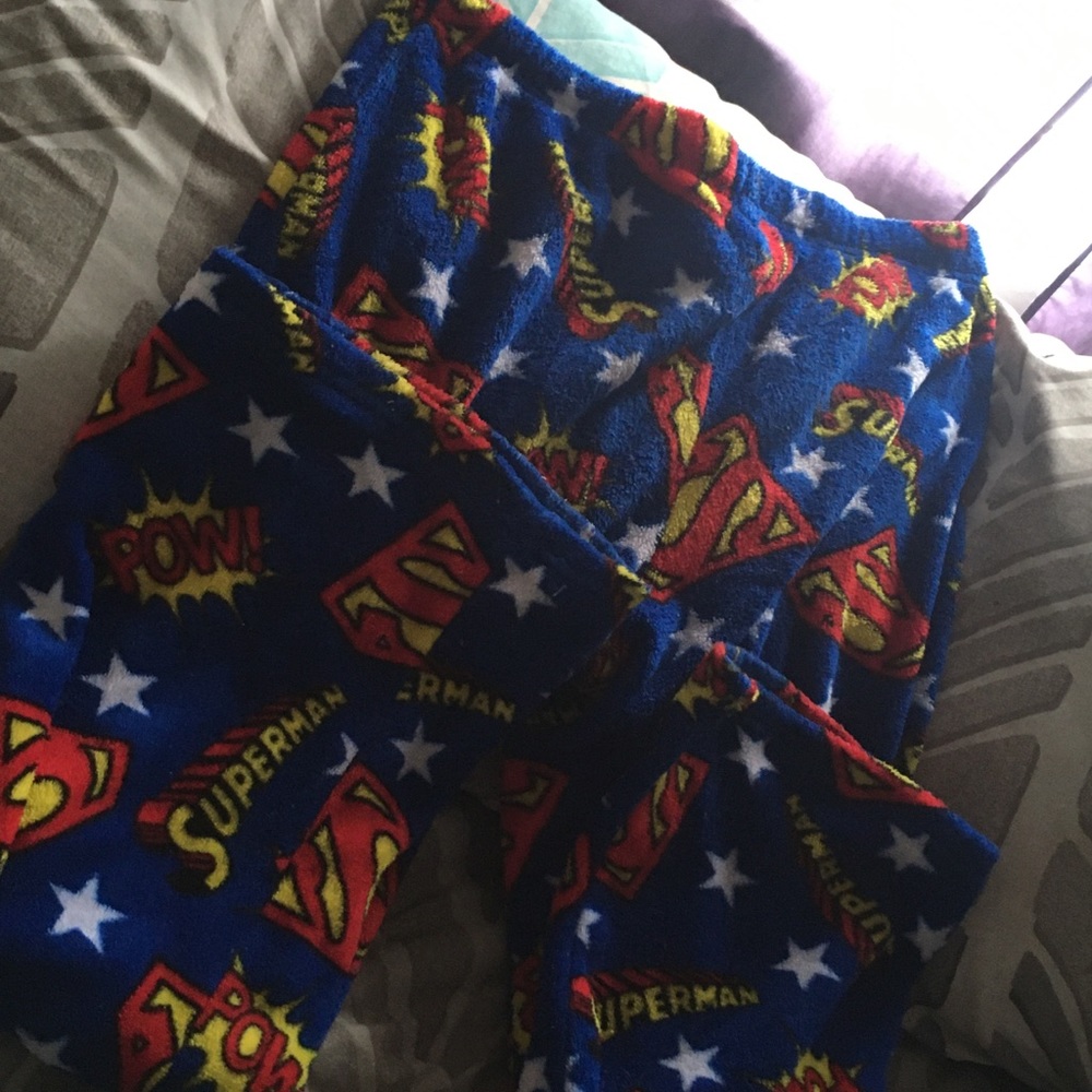 Soft fuzzy Superman pajama pants